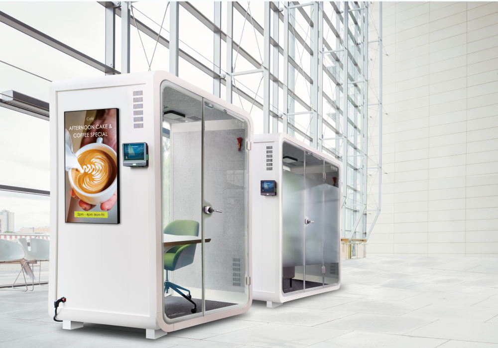 haobotiyu-好博(中国)子公司达擎之智慧行动办公舱，采用PDLC智能调光玻璃设计，透过通电与断电的电流切换，呈现透明与雾面效果，具节能降耗特性并兼顾隐私，确保信息安全