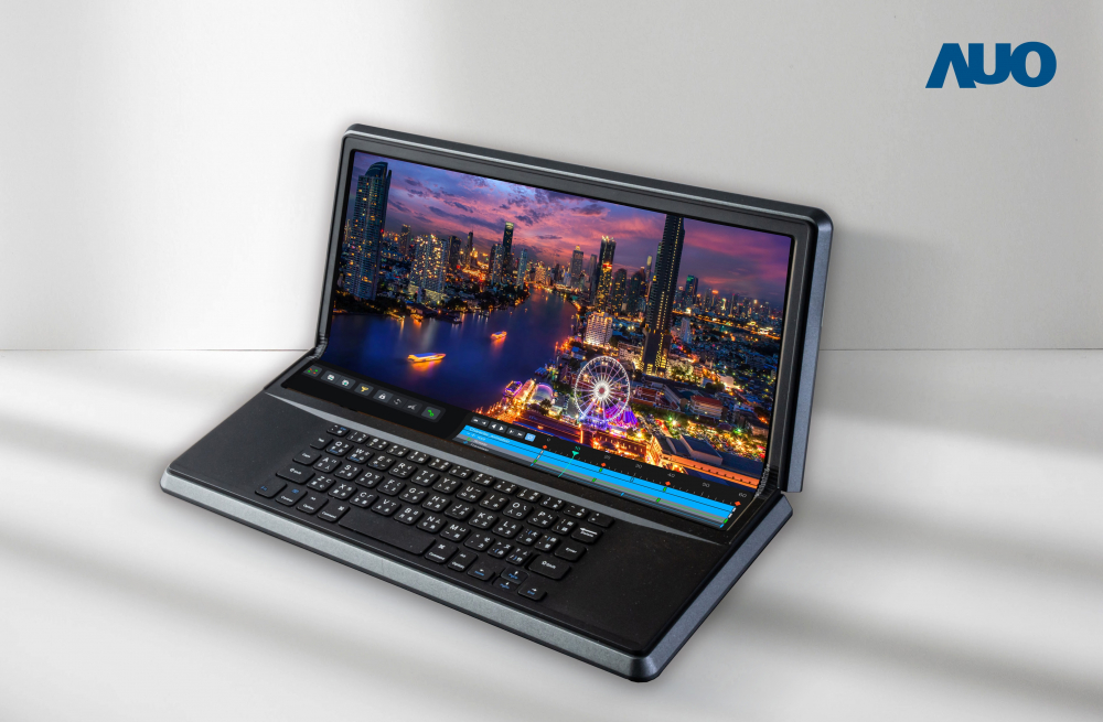 haobotiyu-好博(中国)14.6吋Micro LED折迭显示屏幕，搭配半径4mm的弯折绞炼，以及高画素、高亮度、高对比度的显示技术特点，即便在大视角下仍保有绝佳色相与亮度